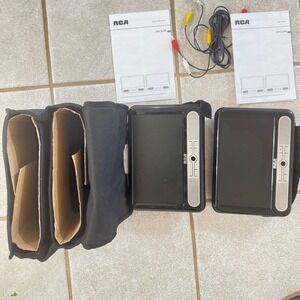 RCA DRC6296 Twin Mobile DVD Players with Dual 9 Inch LCD Screens Case UNTESTED